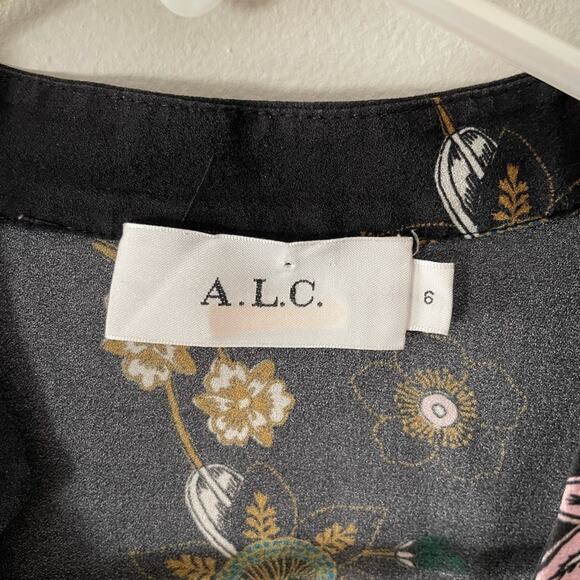 A.L.C. Campbell Floral Silk Belted Dress Size 6 - Picture 5 of 8